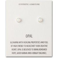 Artificial White Opal Stud Earrings with Quote Card - Image 2