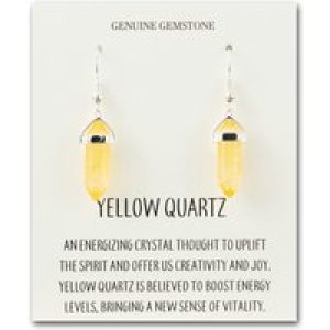 Yellow Quartz Gemstone Drop Earrings with Quote Card