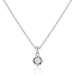 Silver Plated Solitaire Necklace Created with Zircondia® Crystals