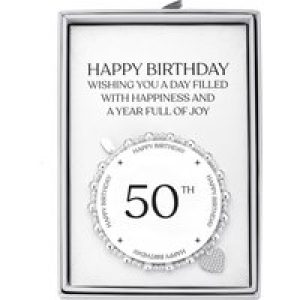 fiftieth Birthday Middle Allure Stretch Bracelet with Quote Reward Field