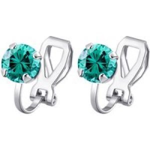 Blue Crystal Clip On Earrings Created with Zircondia® Crystals