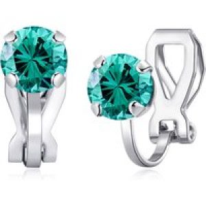December (Blue Topaz) Birthstone Clip On Earrings Created with Zircondia® Crystals
