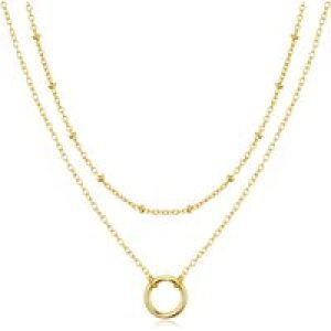 Gold Plated Double Layered Circle Necklace