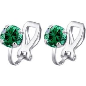 Inexperienced Crystal Clip On Earrings Created with Zircondia® Crystals