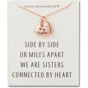 Rose Gold Plated Giant Sister Center Necklace with Quote Card Created with Zircondia® Crystals