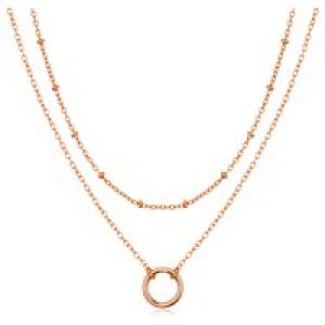 Rose Gold Plated Double Layered Circle Necklace