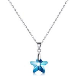 Sterling Silver Aquamarine Big name Necklace Created with Zircondia® Crystals
