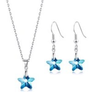 Sterling Silver Aquamarine Famous person Set Created with Zircondia® Crystals