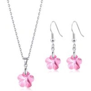 Sterling Silver Gentle Rose Flower Set Created with Zircondia® Crystals