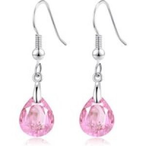 Sterling Silver Gentle Rose Pear Earrings Created with Zircondia® Crystals