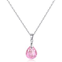 Sterling Silver Mild Rose Pear Necklace Created with Zircondia® Crystals - Image 2