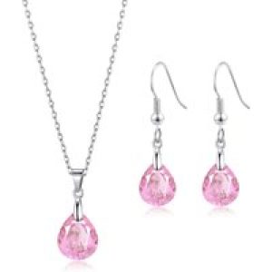 Sterling Silver Mild Rose Pear Set Created with Zircondia® Crystals