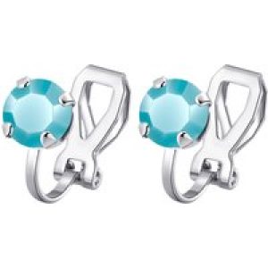 Turquoise Crystal Clip On Earrings Created with Zircondia® Crystals