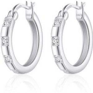 Sterling Silver 4 Stone Hoop Earrings Created with Zircondia® Crystals