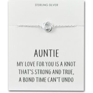 Sterling Silver Auntie Quote Knot Bracelet