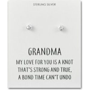 Sterling Silver Grandma Quote Knot Earrings