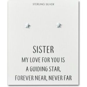 Sterling Silver Sister Quote Megastar Earrings