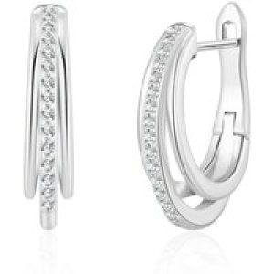Silver Plated Triple Hoop Earrings Created with Zircondia® Crystals