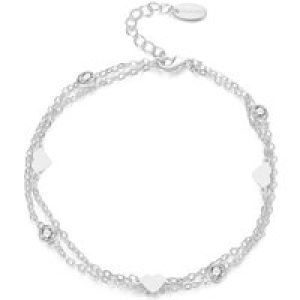 Silver Plated Layered Middle Anklet Created with Zircondia® Crystals
