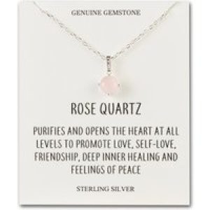Sterling Silver Rose Quartz Gemstone Necklace with Quote Card