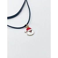 SVNX Womens PU Leather Choker With Santa Claus Charm - Black - One Size - Image 2