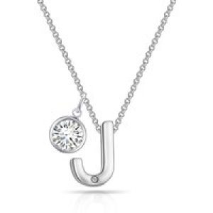 Preliminary J Necklace with Birthstone Appeal Created with Zircondia® Crystals