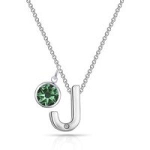 Preliminary J Necklace with Birthstone Appeal Created with Zircondia® Crystals
