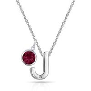 Preliminary J Necklace with Birthstone Attraction Created with Zircondia® Crystals