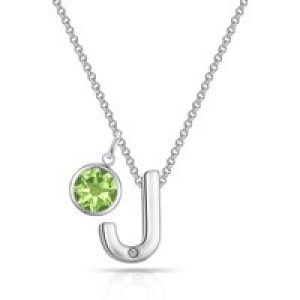 Preliminary J Necklace with Birthstone Appeal Created with Zircondia® Crystals