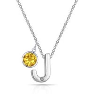 Preliminary J Necklace with Birthstone Allure Created with Zircondia® Crystals