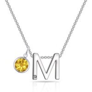 Preliminary M Necklace with Birthstone Appeal Created with Zircondia® Crystals