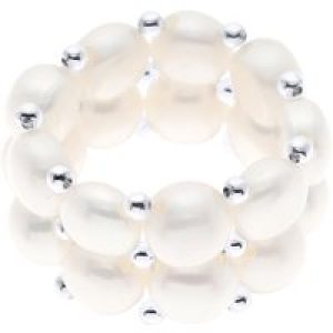 Ateliers Saint Germain Womens Ring 2 Rows – Hand Made – of Real Freshwater Pearls – COLOR NATURAL WHITE – 4 mm Silver – One Size