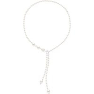 Ateliers Saint Germain Womens Necklace Tie of Real Cultured Freshwater Pearls Grain of Rice 5 mm and Baroque 11 mm – White Silver – One Size