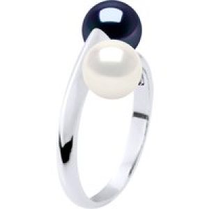 Ateliers Saint Germain Womens Ring You & Me – 2 Real Cultured Freshwater Pearls Round 6-7 mm – Quality AAA – White Silver – One Size