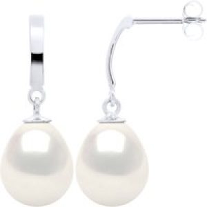 Ateliers Saint Germain Womens Earrings in White Gold 375 and Real Cultured Freshwater Pearls Pear 10-11 mm – One Size