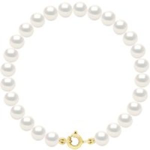 Ateliers Saint Germain Womens Bracelet Gold – Row of Real Freshwater Pearls Semi Round 6-7 mm – White – One Size