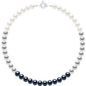 Ateliers Saint Germain Womens Necklace of Real Cultured Freshwater Pearls and Round 8-9 mm – Multicolour Silver – One Size