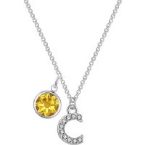 Pave Preliminary C Necklace with Birthstone Attraction Created with Zircondia® Crystals