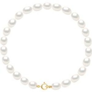 Ateliers Saint Germain Womens Bracelet of Real Cultured Freshwater Pearls Grain of Rice 4-5 mm – White Gold – One Size