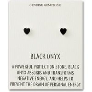 Black Onyx Middle Stud Earrings with Quote Card