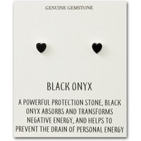 Black Onyx Middle Stud Earrings with Quote Card - Image 2