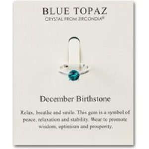 December (Blue Topaz) Adjustable Birthstone Ring Created with Zircondia® Crystals