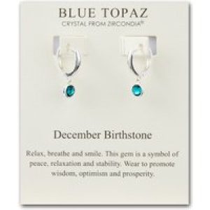 December Birthstone Hoop Earrings Created with Blue Topaz Zircondia® Crystals