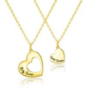 Gold Plated Large Sister and Little Sister Necklace Set