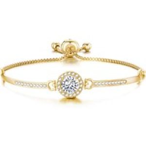 Gold Plated Halo Friendship Bracelet Created with Zircondia® Crystals