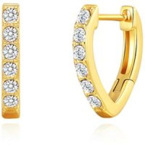 Gold Plated Huggie Hoop Earrings Created with Zircondia® Crystals