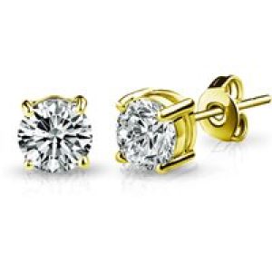 Gold Plated Solitaire Crystal Stud Earrings Created with Zircondia® Crystals