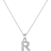 Pave Preliminary Necklace Letter R Created with Zircondia® Crystals - Image 2