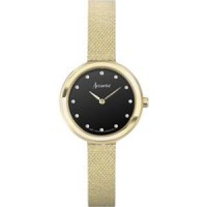 Accurist Girls’s Jewelry Black Dial Gold Watch – Gold
