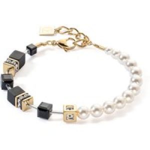 Coeur De Lion Graduated GeoCUBE® Treasured Fusion Yellow Gold Tone and Pearl Bracelet 5086301316
